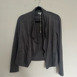 Max Studio Grey Faux Suede Open Front Jacket
